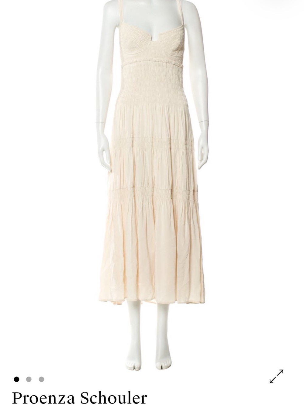 Proenza Schouler Cream Smocked Maxi Dress